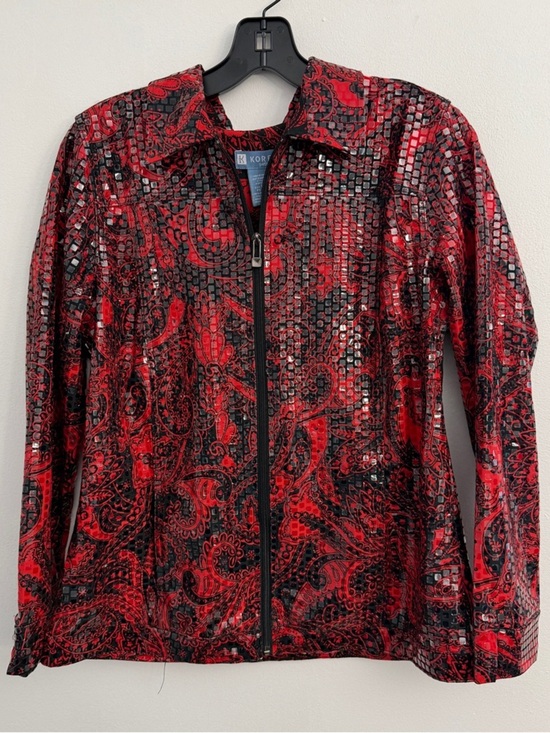 Koret Jackets & Blazers - Koret Red and Black Paisley Zip Front Evening Jacket